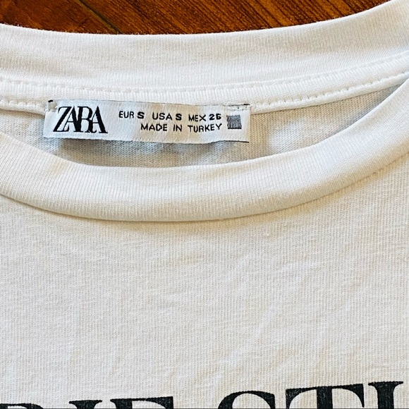 3/$24 Zara White Text Tee - Picture 6 of 6